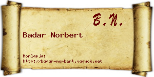Badar Norbert névjegykártya